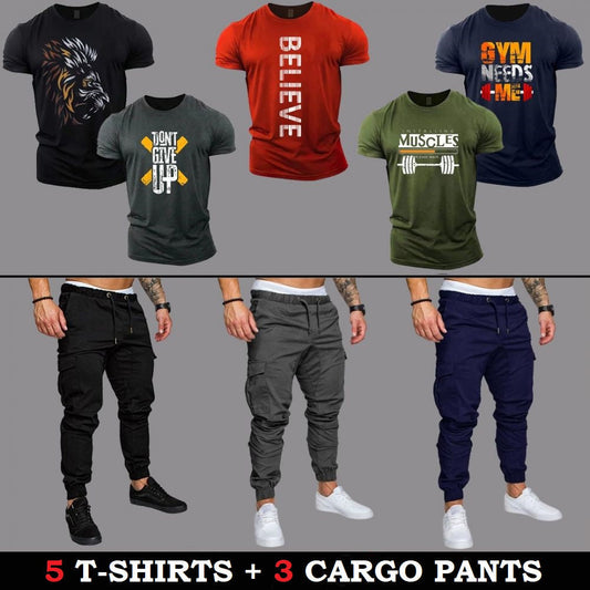 (5 T-Shirts + 3 Cargo Pants)